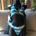 Ralph Lauren Swim | 3 Piece Bikini Set | Color: Blue/White | Size: L