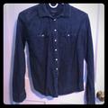 American Eagle Outfitters Tops | American Eagle Dark Blue Chambray Button Up | Color: Blue | Size: M