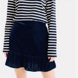 J. Crew Skirts | J. Crew Blue Velvet Ruffle Mini Skirt | Color: Blue | Size: M