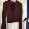 American Eagle Outfitters Tops | American Eagle Long Bell Sleeve Top Back Opening | Color: Purple/Red | Size: Xs