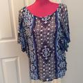 Anthropologie Tops | Anthropologie Weston Patterned Top | Color: Blue/Cream | Size: S