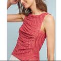 Anthropologie Tops | Anthropologie Deletta Red Linen Striped Ruched Top | Color: Red | Size: S