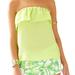 Lilly Pulitzer Tops | Like-Green Ruffle Strapless Top. | Color: Green | Size: S