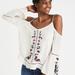 American Eagle Outfitters Tops | American Eagle Cold Shoulder Embroidered Top | Color: Cream | Size: Xs