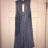 Free People Dresses | Free People Tell Tale Heart Sheer Lace Swing Dress | Color: Blue | Size: Xs