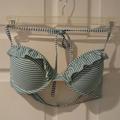 American Eagle Outfitters Swim | 34 D Arie Padded Plunge Blue Stripe Ruffle Bikini | Color: Blue/White | Size: 34d