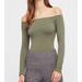 Free People Tops | Free People Off The Shoulder Long Sleeve Shirt | Color: Green | Size: M