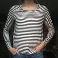 American Eagle Outfitters Tops | American Eagle Soft And Sexy Striped Legging Tee | Color: Black/Cream | Size: M