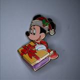 Disney Jewelry | Disney Xmas Minnie Mouse Opening A Present Pin | Color: Gold/Red | Size: Os