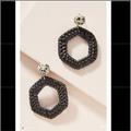 Anthropologie Jewelry | Anthropologie Courtney Wicker Hoop Drop Earring | Color: Black | Size: 2.25”Length