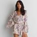 American Eagle Outfitters Other | American Eagle Bell Sleeve Floral Romper- Size Xs | Color: Pink/Purple | Size: Xs