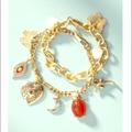 Anthropologie Jewelry | Bits & Baubles Charm Bracelet Set | Color: Gold/Red | Size: 5.5”L