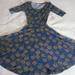 Lularoe Dresses | Lularoe Dress Xxs Nicole Blue Daisy Print Flare | Color: Blue/Yellow | Size: Xxs