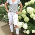 American Eagle Outfitters Jeans | American Eagle Tomgirl White Destroyed Jeans 4 | Color: White | Size: 4