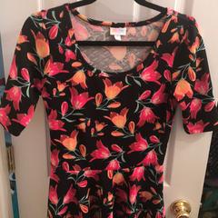 Lularoe Dresses | Bright, Spring Flower Nicole Dress | Color: Black/Pink | Size: M