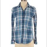 American Eagle Outfitters Tops | American Eagle Outfitters Boyfriend Flannel Top | Color: Blue/Red | Size: Xxs