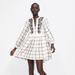 Zara Dresses | Embroidered Checkered Dress | Color: White | Size: Xs