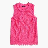 J. Crew Tops | J. Crew Lace Ruffle-Neck Top In Soft Fuchsia | Color: Pink | Size: Xs