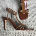Nine West Shoes | 9 Westsexy Strappy Heel Square Toe | Color: Brown/Tan | Size: 6