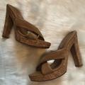 Michael Kors Shoes | Kors Michael Kors Brown Suede Cork Slide-In Heels | Color: Brown/Tan | Size: 7.5