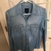 American Eagle Outfitters Tops | American Eagle Button Up Distressed Denim Shirt | Color: Blue/White | Size: S