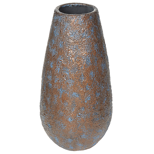 Dekovase Braun 25 x 43 cm Keramik Steinoptik Kegelförmig Elegant Modern