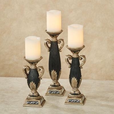 Camila Candleholders Black Set of Three, Set of Three, Black