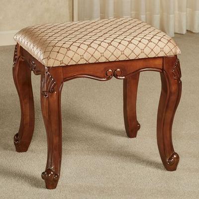 Julian Upholstered Vanity Stool Natural Cherry , N...