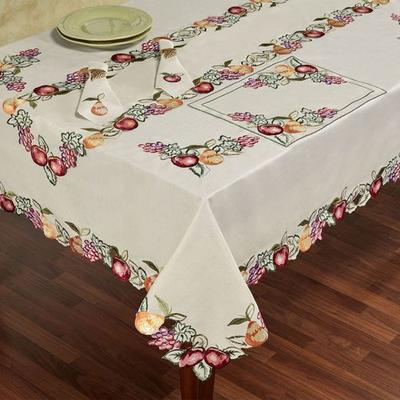 Fruitful Oblong Tablecloth Oatmeal, 70 x 126, Oatm...