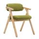 ZHANG-TI Solid Wood Folding Dining Chair Kitchen Folding Armchair Portable Outdoor Leisure Chair Linen Sponge Soft Cushion Backrest, Green (color : Green)