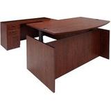 Cherry Adjustable Height Bow Front U-Shaped Desk