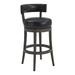 Foundry Select Arvizu Swivel Counter or Bar Height Armless Bar Stool w/ Footrest in Onyx Faux Leather & Wood Metal in Gray/White | Wayfair