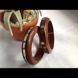 American Eagle Outfitters Jewelry | American Eagle Outfitters Wood And Metal Bangles | Color: Brown | Size: Os