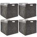 DuneDesign Set of 4 Felt Storage Box 33x33x38cm Kallax Felt Basket Shelf Insert Cubes Grey