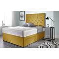 Bed Centre Ziggy Tumeric Plush Memory Foam Divan Bed Set With Mattress, 2 Drawers (Bottom Base) And Headboard (Double (135cm X 190cm))