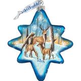 G Debrekht Holiday Splendor Reindeer North Start Holiday Shaped Ornament Glass in Blue/Brown/White | 4 H x 3.5 W x 2 D in | Wayfair 755-080