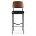 sohoConcept Coral 29.5" Bar Stool Wood/Upholstered/Leather/Metal/Faux leather in Black/Brown/Gray | 43 H x 16.5 W x 21 D in | Wayfair PRO-BAR-04-SS