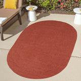 Brick Oval 4' x 6' Area Rug - August Grove® Neufeld Braided Pattern Reversible Indoor/Outdoor Area Rug 48.0 W in orange/red | Wayfair