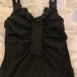 Anthropologie Tops | Anthropologie Bordeaux Brand Black Rosette Tank Xs | Color: Black | Size: Xs