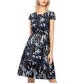 APART Fashion Damen Jacquard Dress Partykleid, Nachtblau-multicolor, 38 EU