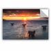 East Urban Home Lake Erie Pier Sunset Removable Wall Decal Vinyl in White | 24 H x 36 W in | Wayfair 0yor160a2436p