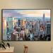 Ebern Designs 'New York City Skyline In Sunlight' Framed Painting Print on Wrapped Canvas in Blue | 14 H x 18 W x 2 D in | Wayfair