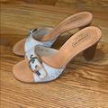 Coach Shoes | Coach Daryl Leather Logo Stacked Sandals Slides 7 | Color: Cream/Tan | Size: 7