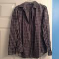 Brandy Melville Tops | Brandy Melville Grid Patterned Pocket Flannel | Color: Gray/White | Size: Os