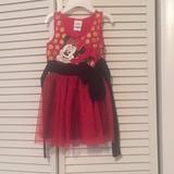 Disney Dresses | Disney Minnie Mouse Girls One Piece Red Dress. | Color: Black/Red | Size: 12mb