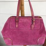 Coach Bags | Coach Pink Suede Top Handle Handbag 9608 | Color: Pink/Silver | Size: Os