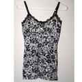 American Eagle Outfitters Tops | Gray, Black And White Floral Cami With Lace Trim | Color: Black/White | Size: S