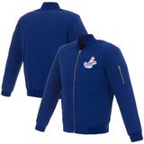 Men's JH Design Royal Los Angeles Dodgers Nylon Bomber Jacket with Embroidered Logo