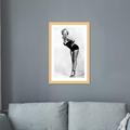 East Urban Home Radio Days 'Marilyn Monroe Posing In A Black Swimsuit' Photographic Print on Canvas Paper in Black/White | Wayfair