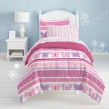 Dream Factory Butterfly Dots Pink Microfiber Reversible Comforter Set | Twin | Wayfair 2A747301MU